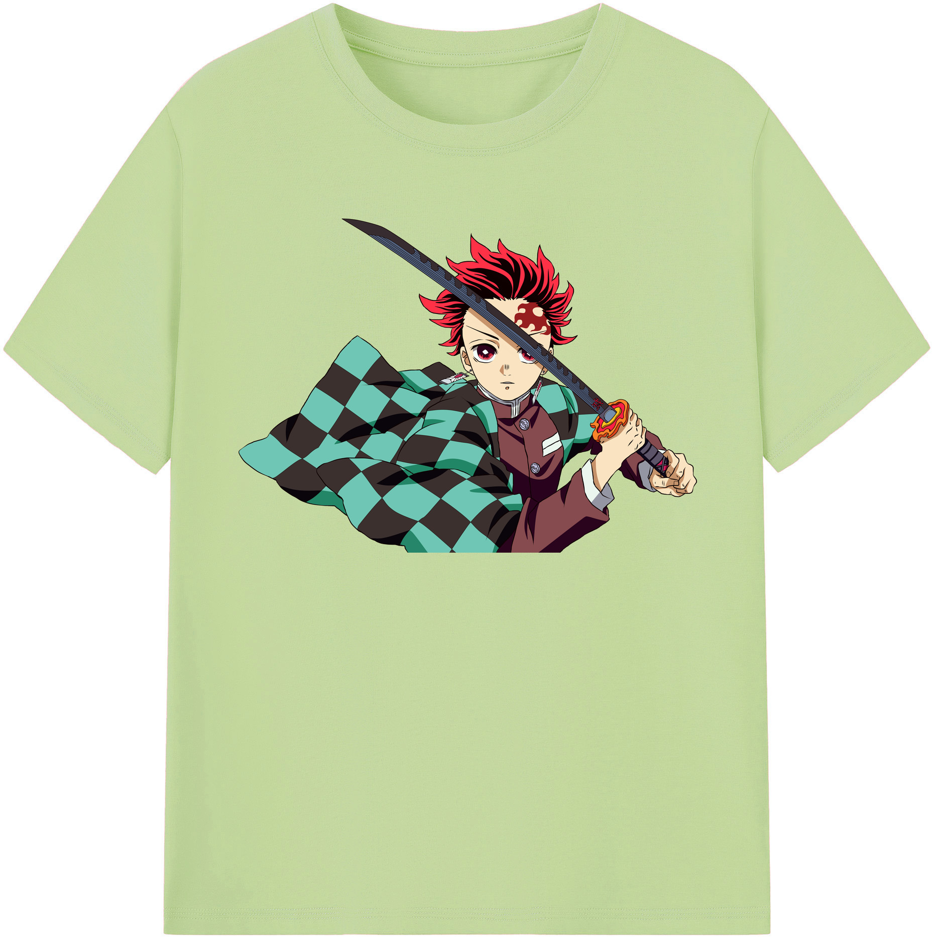 （画像用） 鬼滅の刃 竈門 炭治郎／かまど たんじろう Kamado Tanjirou 綿100％半袖Tシャツ（フロントプリント）